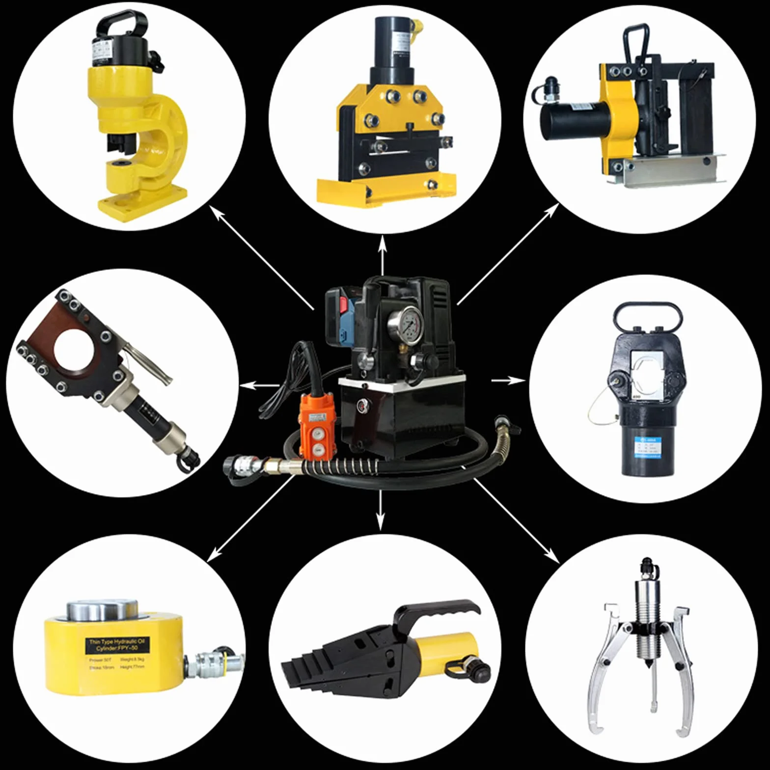 Hochdruck Hydrauliköl Elektro Pumpe, 3L Hydraulikpumpe Hochdruck, Hydraulik Pumpe für Schneiden, Perforieren, Biegen, Heben, 1200W, Schwarz