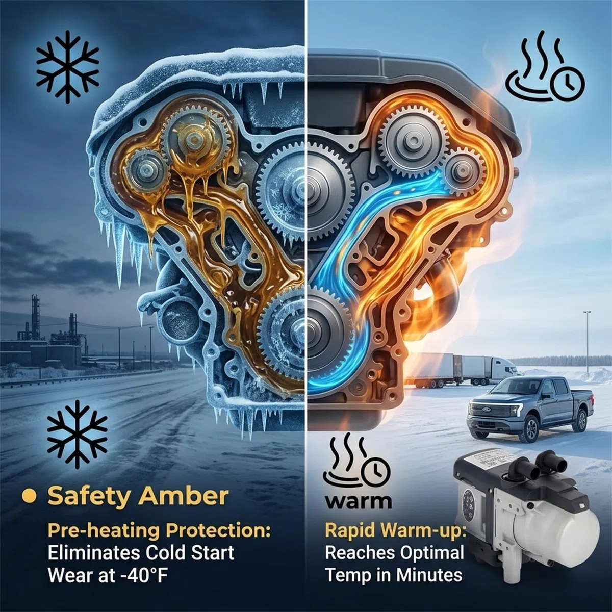Autonome Wasserheizung 5,2KW 12V/24V Diesel für Vorwärmung von E-Fahrzeug Batterien und Verbrennungsmotoren von SUV LKW und Baumaschinen Motor-Schutz-System Kit(12V)