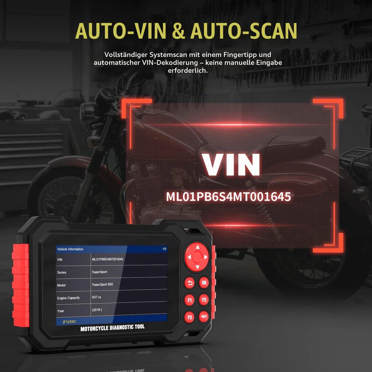 M7 Vollsystem Motorrad Scanner mit Live-Datenaufzeichnung 5" IPS Display