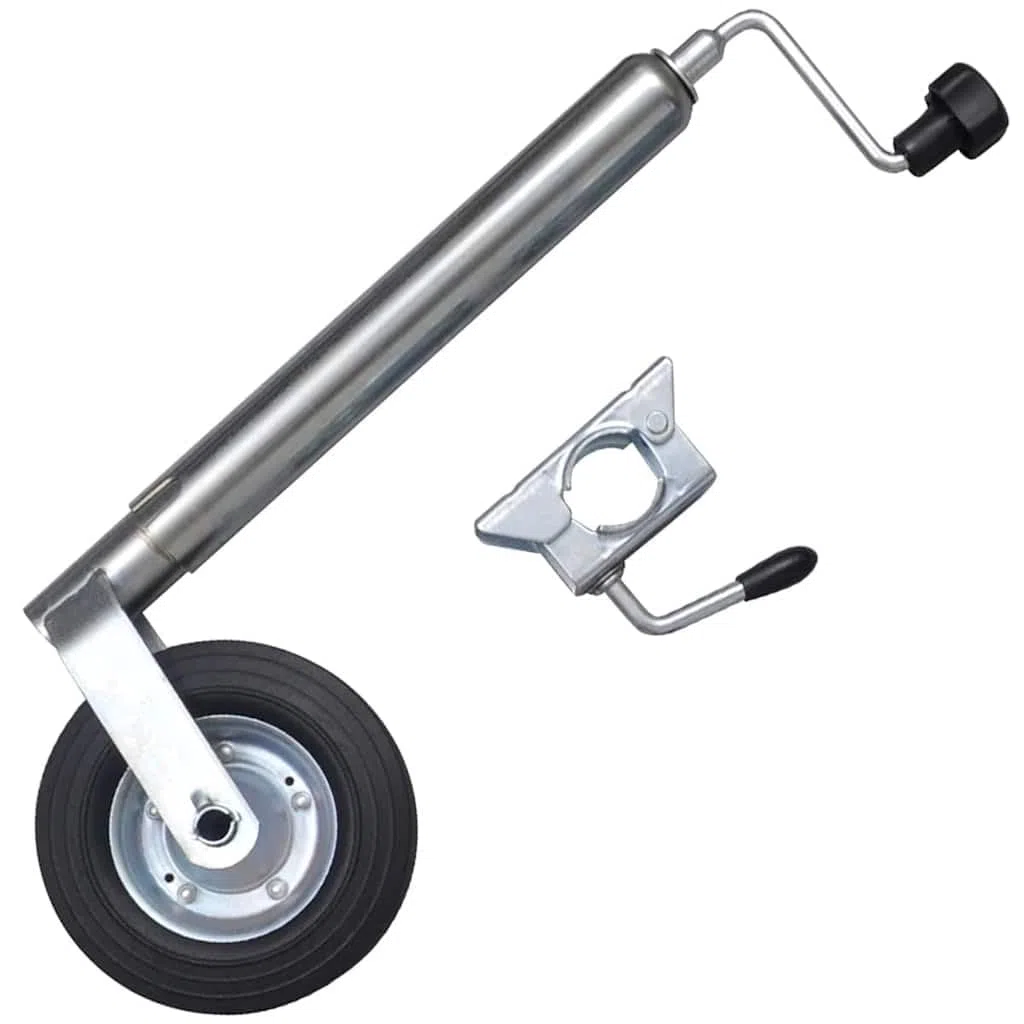 48 mm Stützrad mit Klemmhalter verzinkter Stahl 200 mm Gummirad höhenverstellbar 53-75 cm Anhänger Trailer KFZ Zubehör für Pkw Deichsel Deichselkupplung Transport beim Camping und Umzug