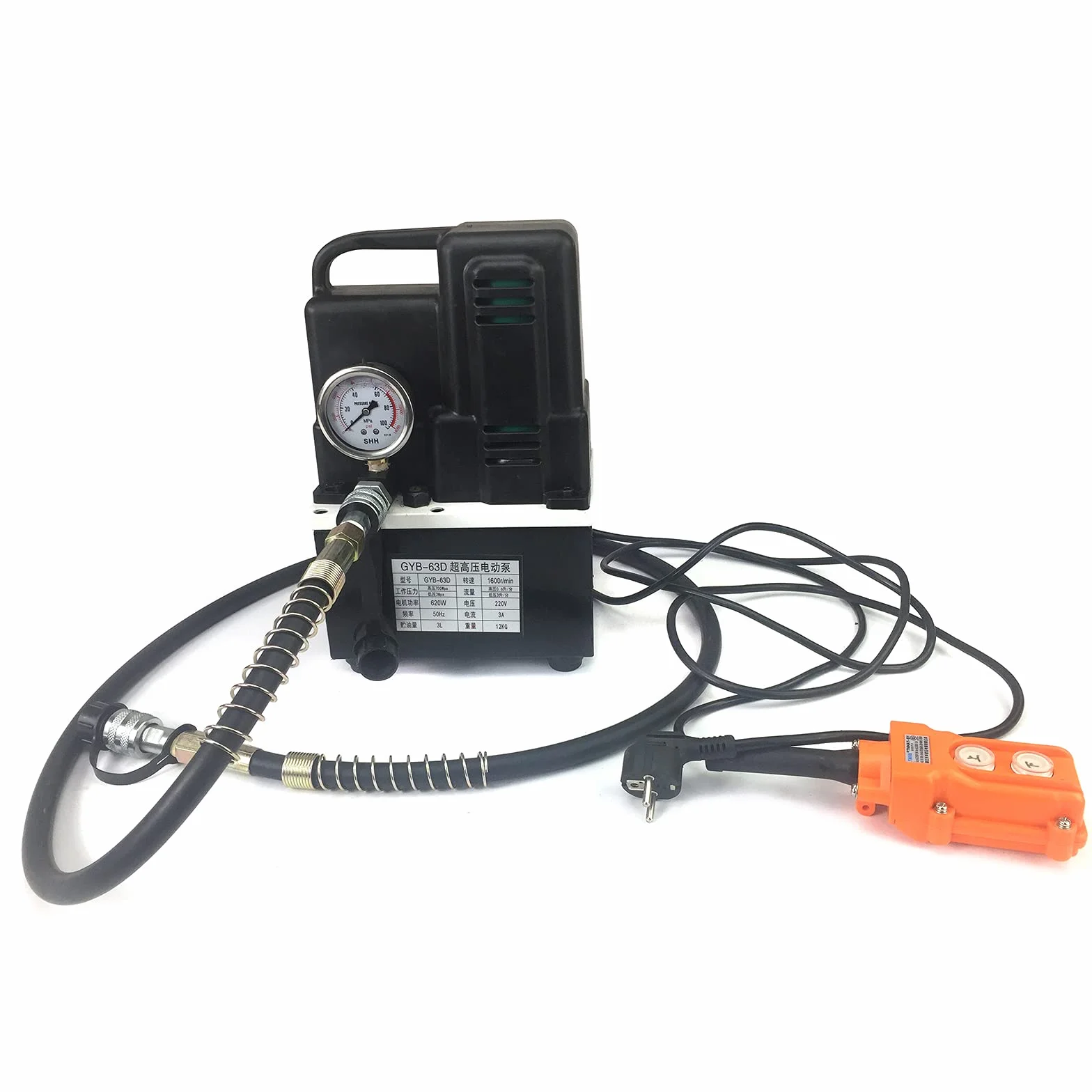 Hochdruck Hydrauliköl Elektro Pumpe, 3L Hydraulikpumpe Hochdruck, Hydraulik Pumpe für Schneiden, Perforieren, Biegen, Heben, 1200W, Schwarz