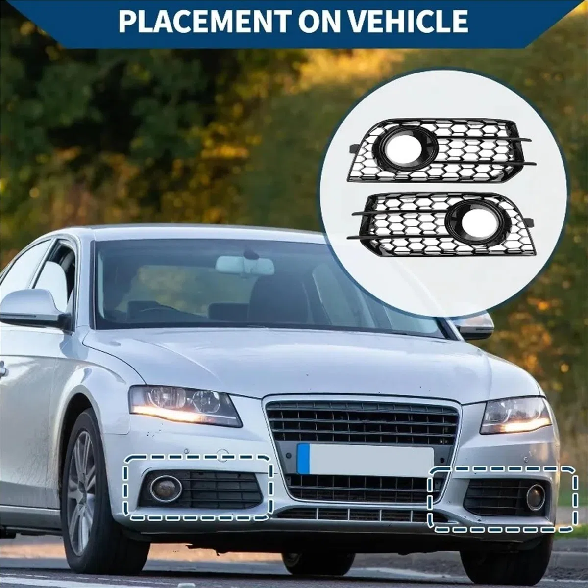 Abdeckung Nebelscheinwerfer Für A1 2010-2014 Auto Nebel Anhänger Abdeckung Front Stoßstange Licht Kühlergrill Teile(Bright black)