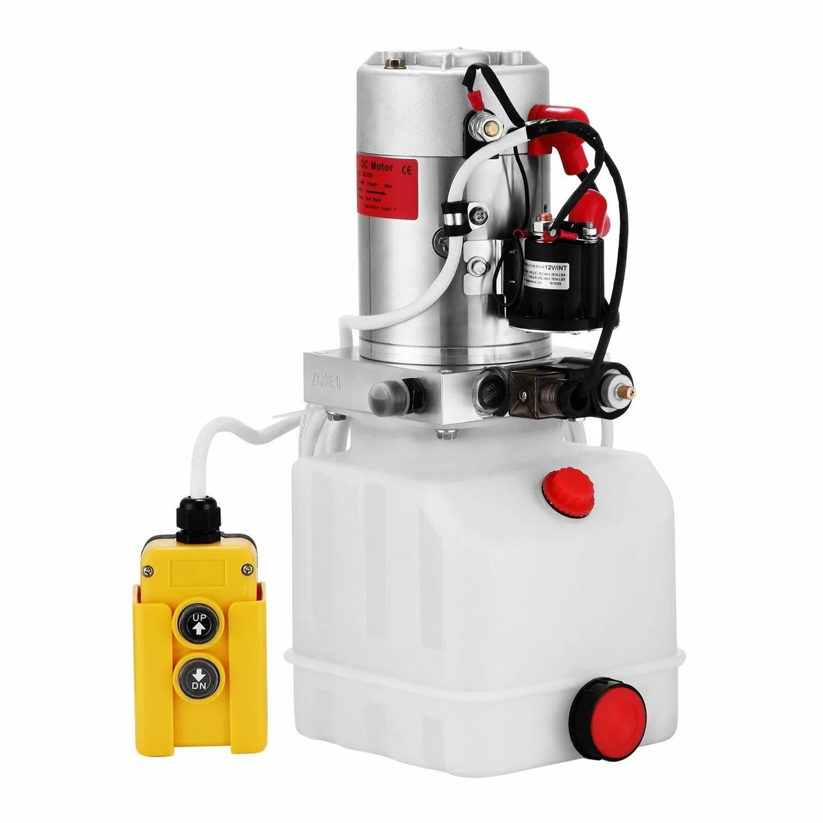 Hydraulikpumpe, 12 V DC, einfachwirkendes Hydraulikaggregat, 4-Liter-Kunststofftank-Aggregat for Kippanhänger, PKW-Lift für Anfänger zum Selbermachen