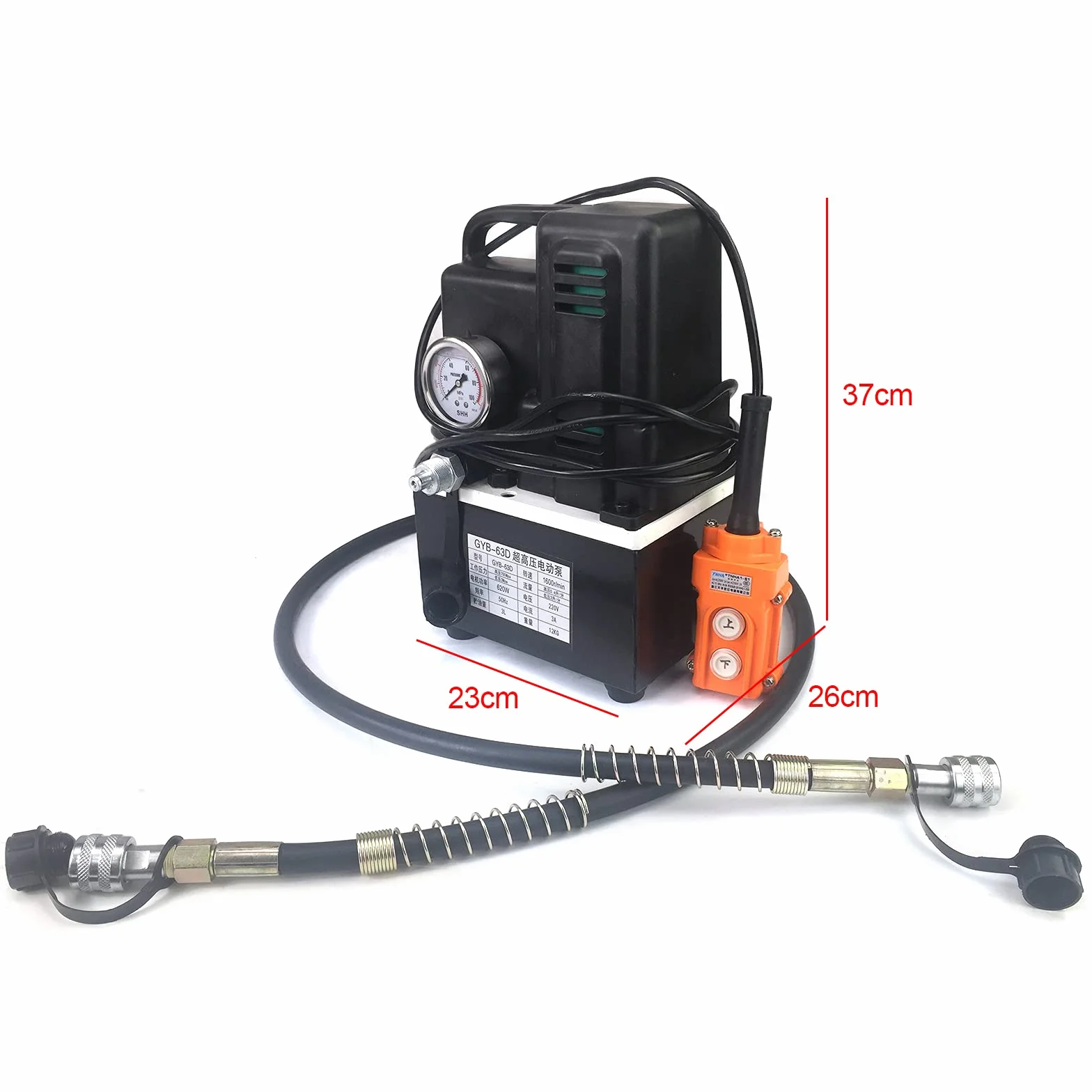 Hochdruck Hydrauliköl Elektro Pumpe, 3L Hydraulikpumpe Hochdruck, Hydraulik Pumpe für Schneiden, Perforieren, Biegen, Heben, 1200W, Schwarz