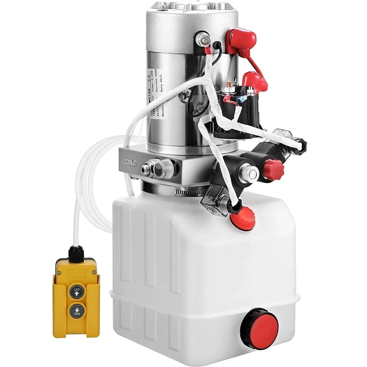 Hydraulikpumpe, 12 V DC, einfachwirkendes Hydraulikaggregat, 4-Liter-Kunststofftank-Aggregat for Kippanhänger, PKW-Lift für Anfänger zum Selbermachen
