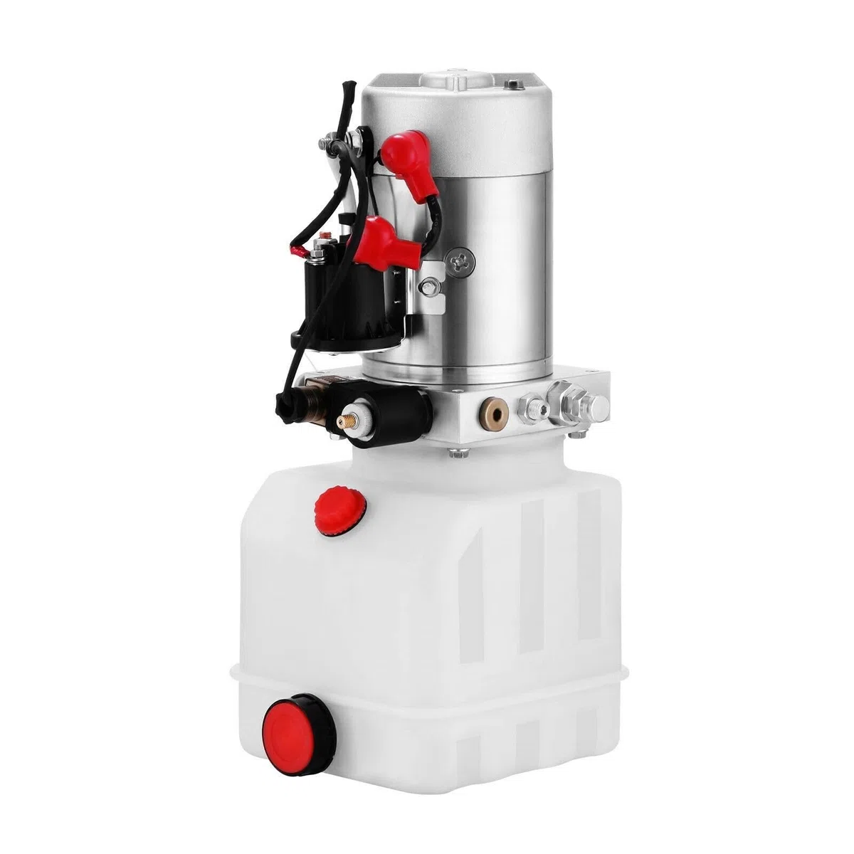 Hydraulikpumpe, 12 V DC, einfachwirkendes Hydraulikaggregat, 4-Liter-Kunststofftank-Aggregat for Kippanhänger, PKW-Lift für Anfänger zum Selbermachen
