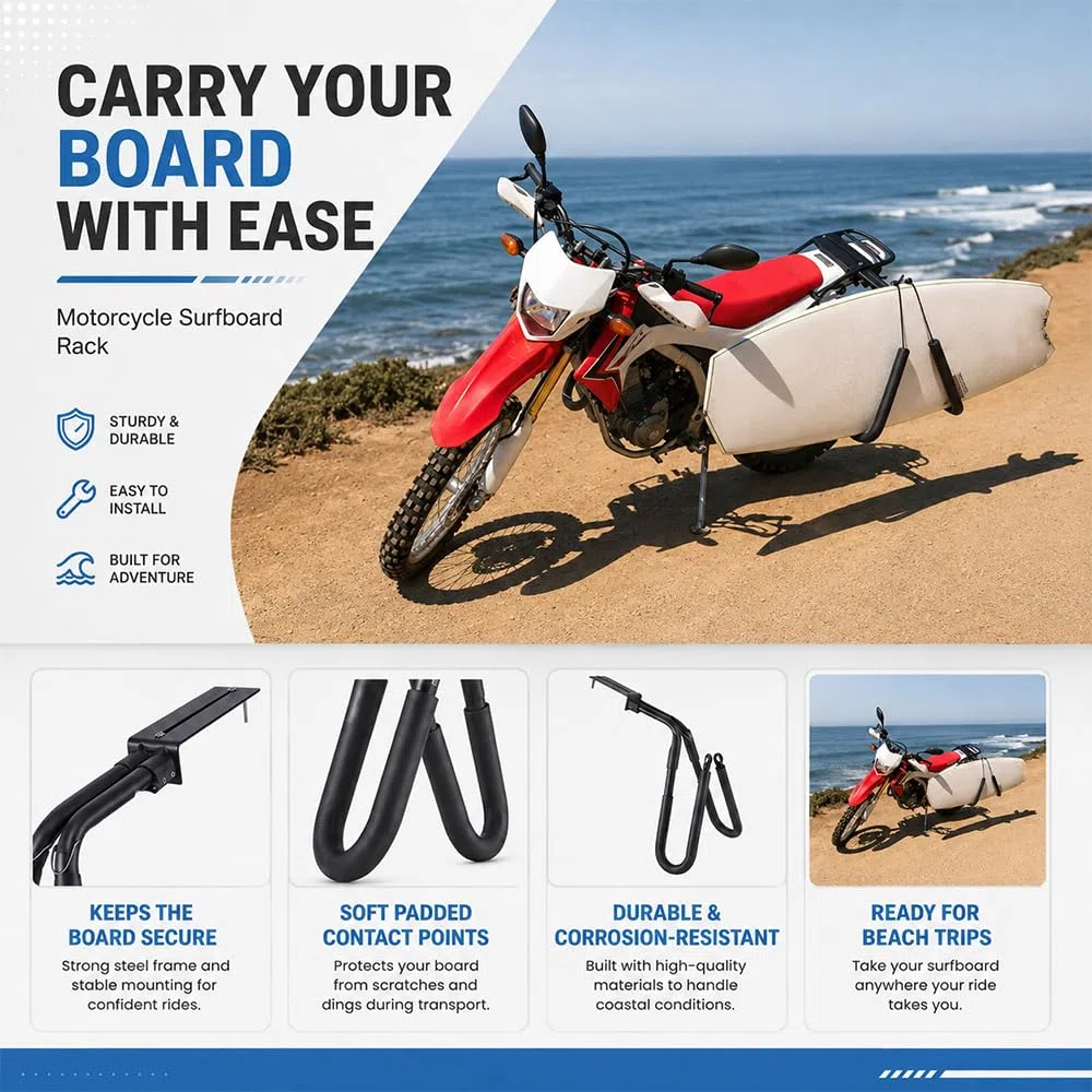 Surfbrett Halterung für KTM 1050 Adventure 2015-2016 Motorrad Seitlicher Träger Transporthalter Heckmontage mit Gepolsterten Armen